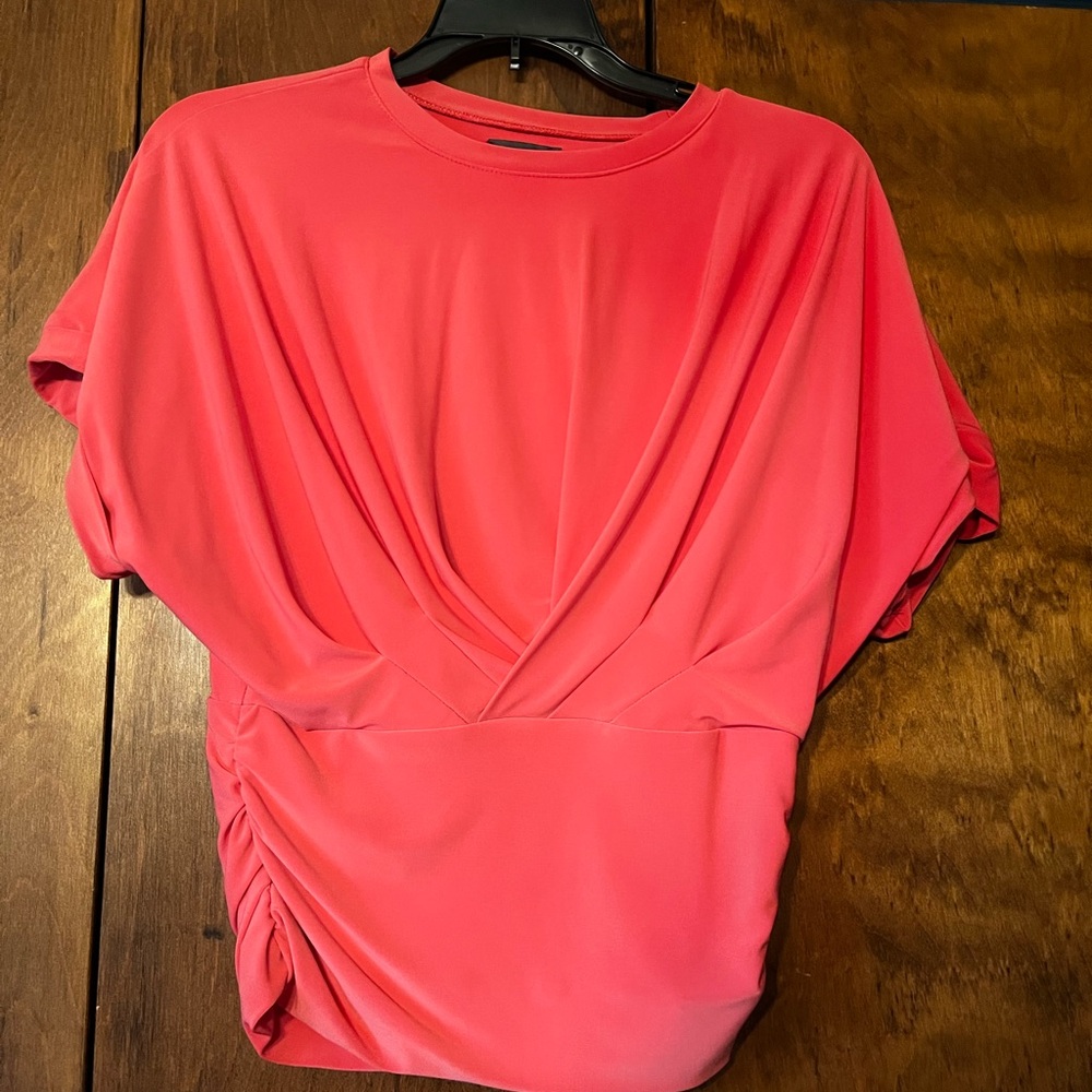 Vince Camuto Coral-Pink Draped Dolman Blouse
